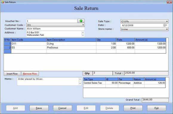 Screenshot of Personal Bookkeeping Software