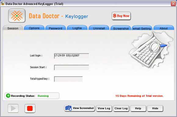 Screenshot of Remote Keystroke logger