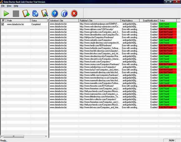 Screenshot of Reciprocal Links Monitor Software