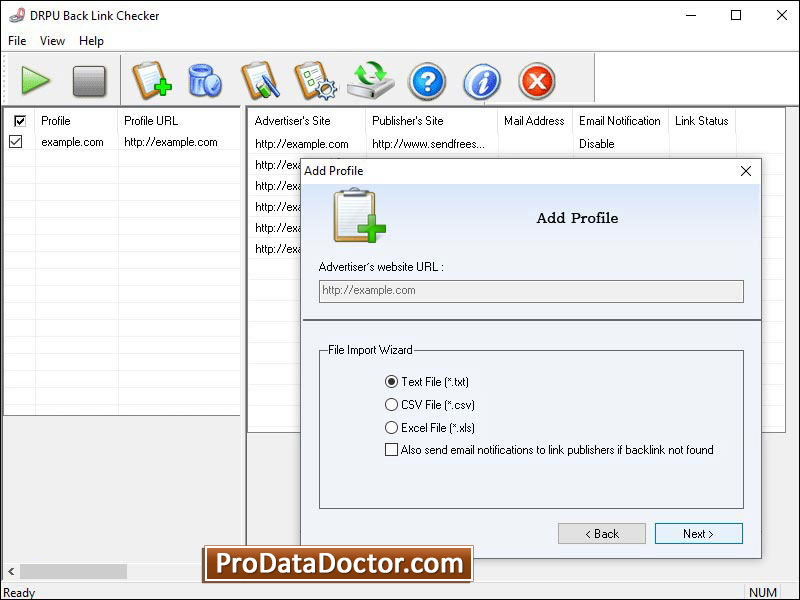 Screenshot of Reciprocal Links Monitor Software 2.0.1.5