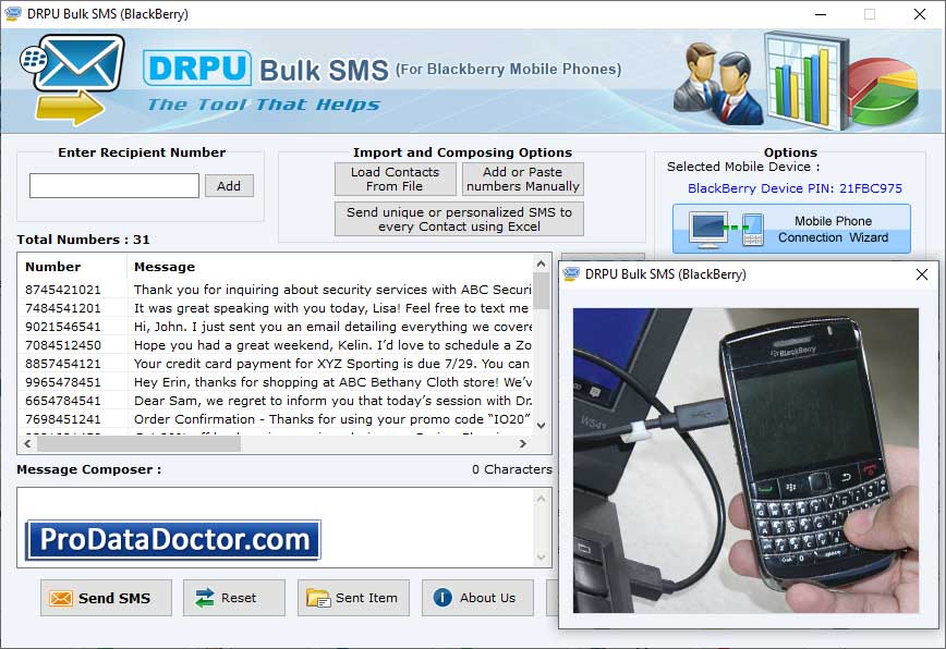 BlackBerry Mobile SMS Marketing screen shot