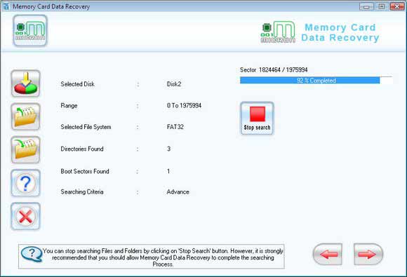 Screenshot of Sony PSP Memory Card Recovery Software