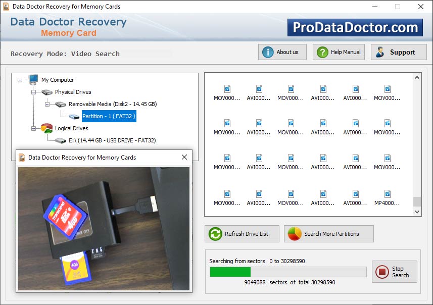 Screenshot of Sony PSP Memory Card Recovery Software