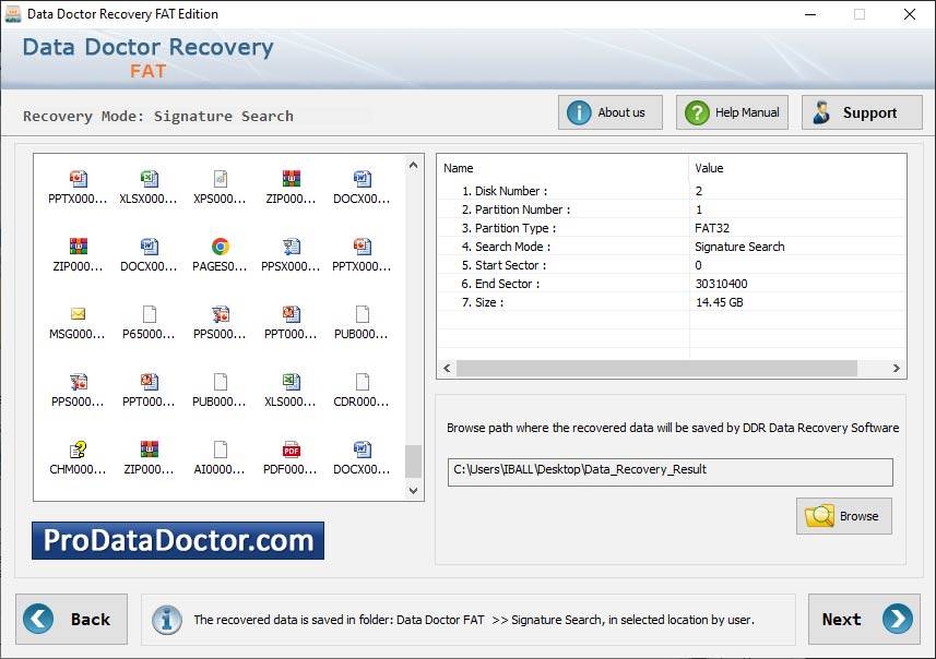 Screenshot of Windows FAT Data Restoration Software 3.0.1.5