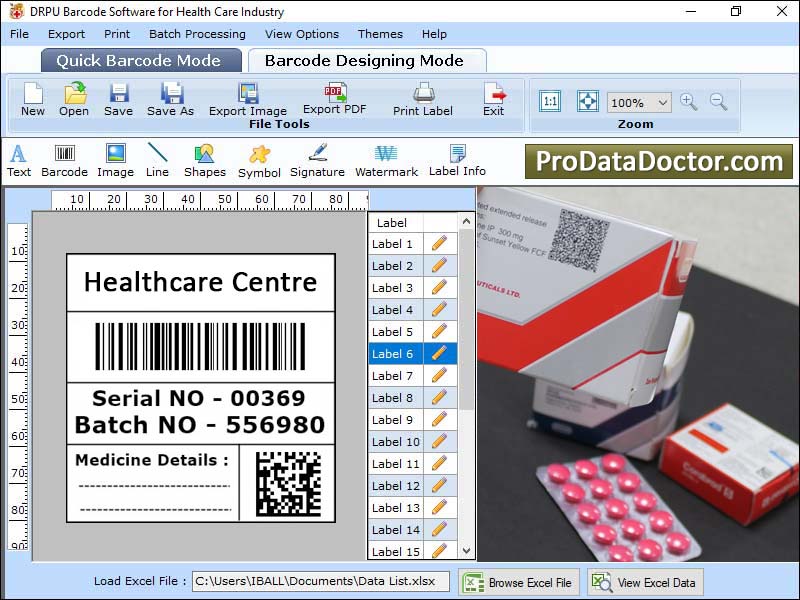 Screenshot of Barcode Download for Medical Equipments