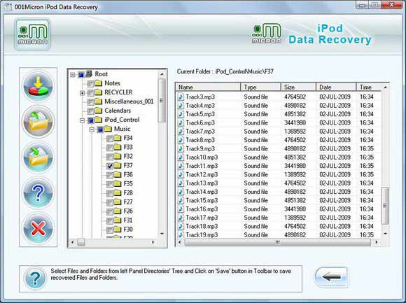 Screenshot of Apple iPod Songs Recovery Software 5.8.4.1