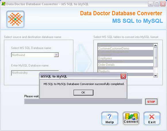 Screenshot of MSSQL Database Converter