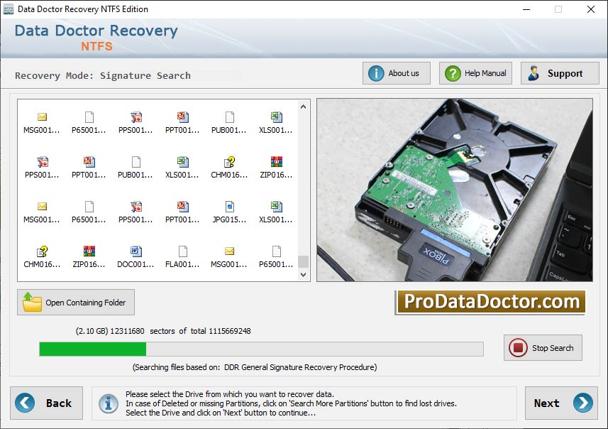 Screenshot of Windows Vista NTFS Data Recovery