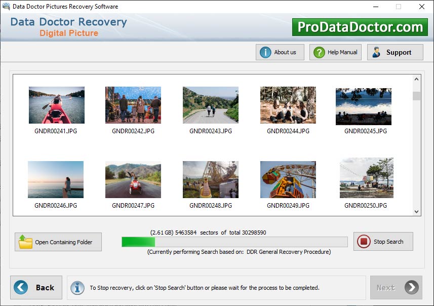 Digital pictures recovery software recovers lost photographs, snapshots, images