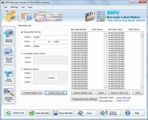 Barcode Generator for Post Office Bank screen shot