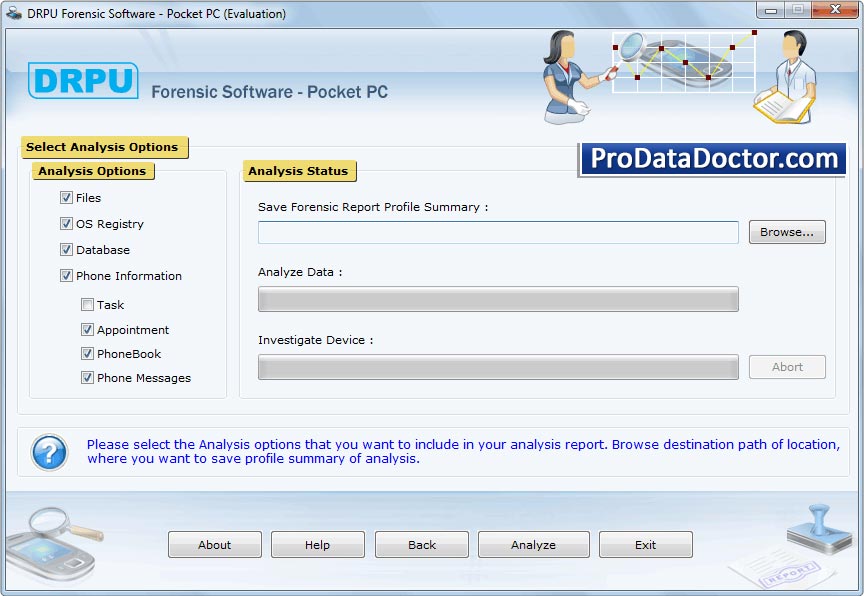 Screenshot of PDA Mobile Forensic Software