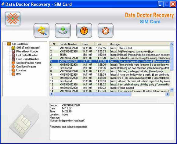 Screenshot of SIM Card Data Salvage Tool