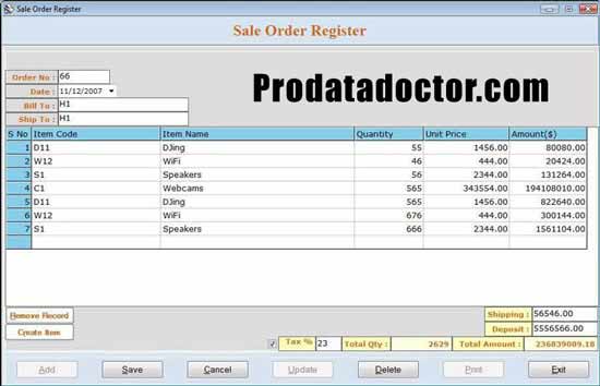 Screenshot of Accounting Software