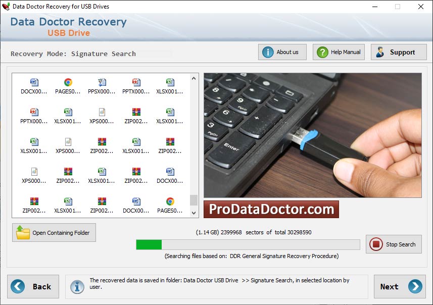 Screenshot of Restore USB Files