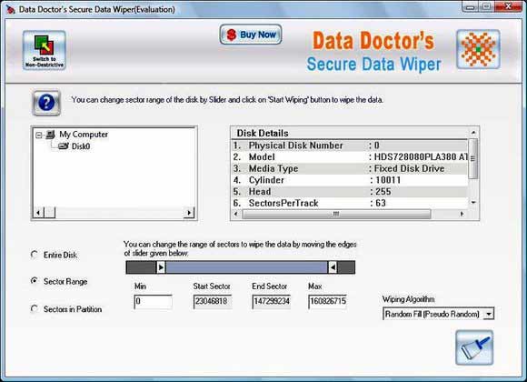 Screenshot vom Programm: Data Wiper Software