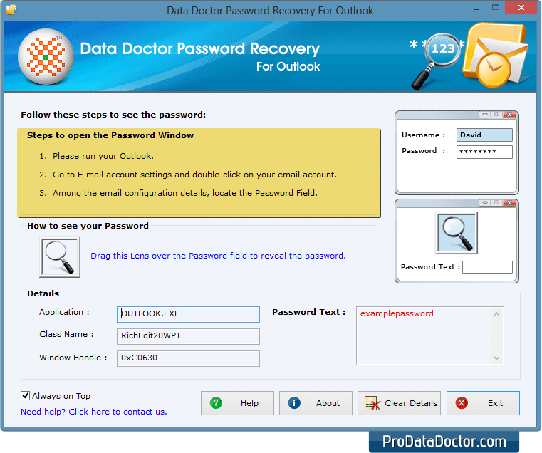 De Outlook password recovery software