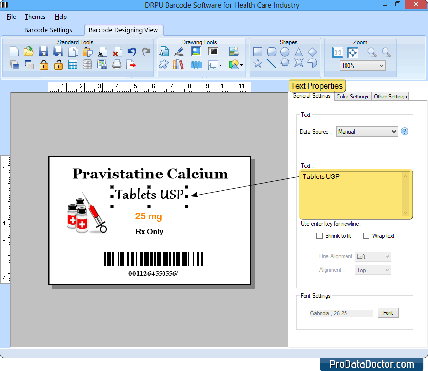 Barcode Label Maker for Healthcare Industry creates pharmacy barcodes