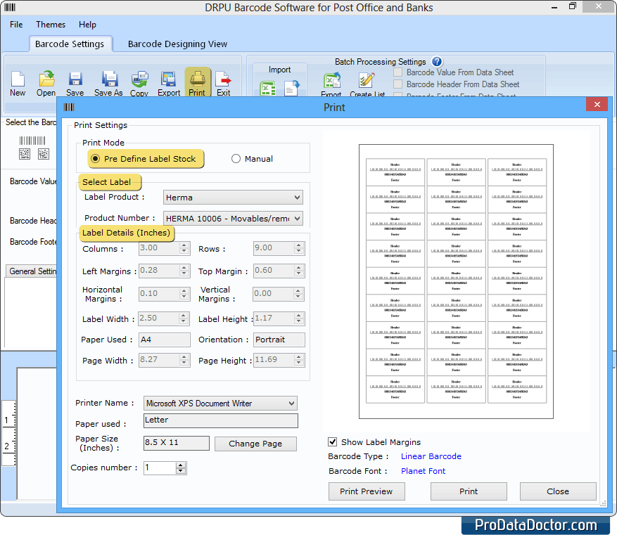 Barcode Label Maker for Post Office and Bank