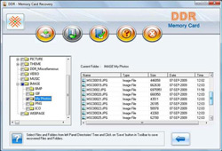Screenshot de logiciel de rétablissement de données de carte de mémoire