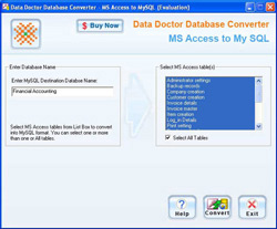 MS-Access aan MySQL gegevensbestandconvertor screenshot