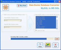 MySQL στο μετατροπέα βάσεων δεδομένων MSSQL screenshot