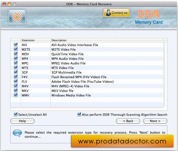Screenshot of Memory Cards Recovery Mac