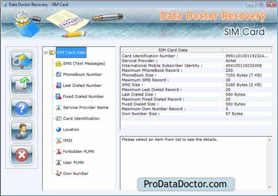 Screenshot of Sim Card Contacts Recovery