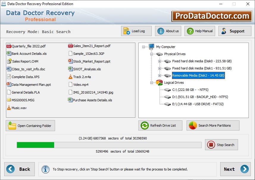 Screenshot of Data Restore Software
