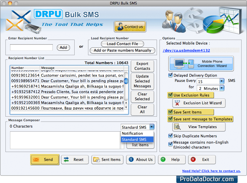 Mac Bulk SMS Software for GSM Mobile Phones