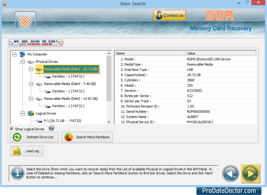 Sélectionnez les partitions