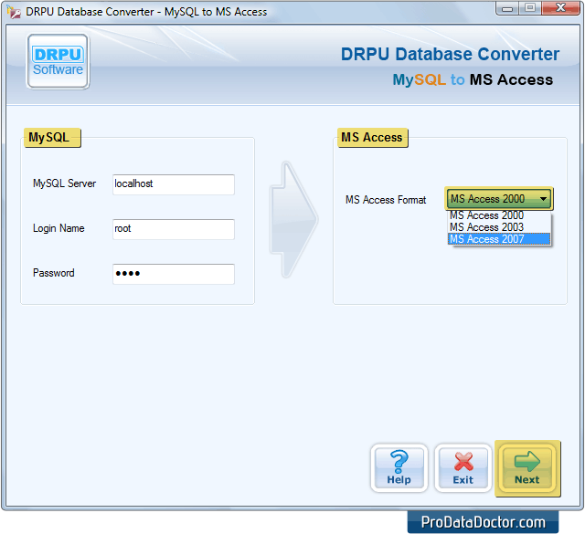 MySQL to MS Access Database Converter