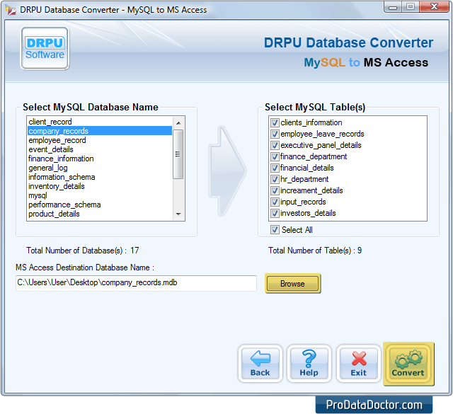 MySQL to MS Access Database Converter