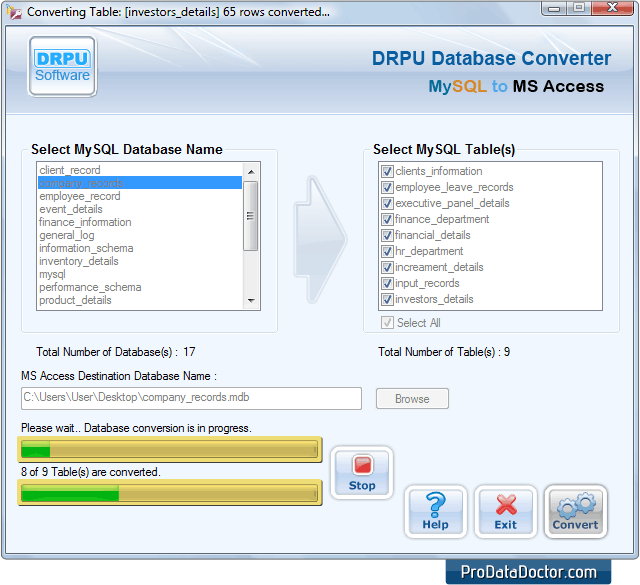 MySQL to MS Access Database Converter