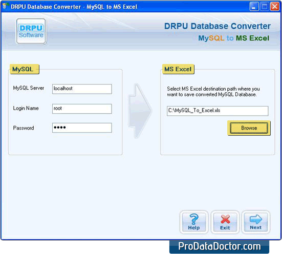 MySQL to MS Excel Database Converter