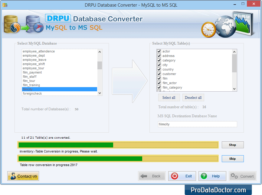 MySQL to MSSQL Database Converter