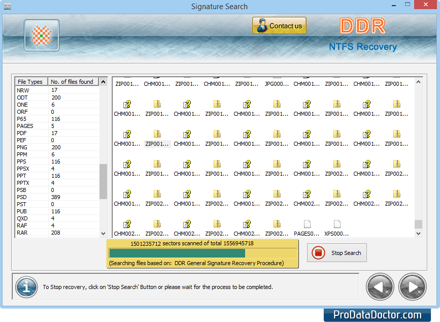 Software da recuperação dos dados de NTFS