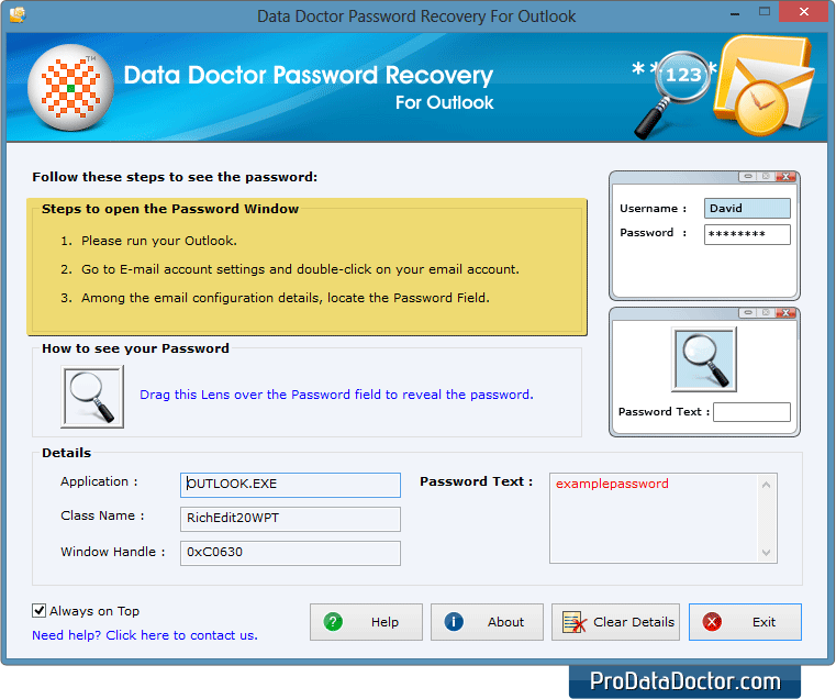 Logiciel de récupération de mot de passe pour Outlook