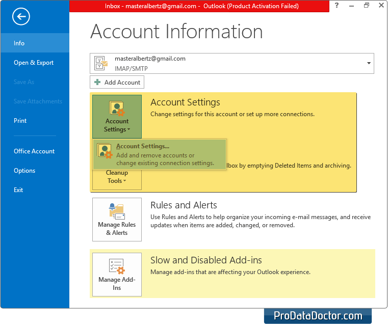 Aprite il vostro MS Outlook