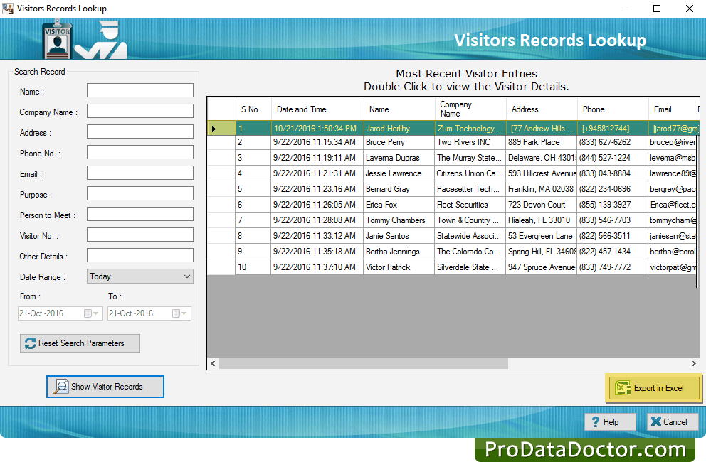 Visitor's Records