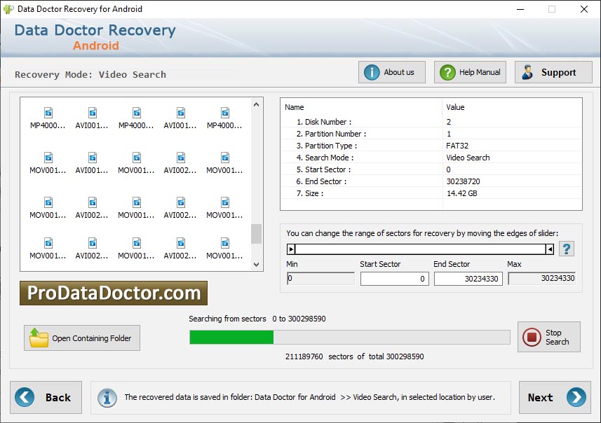 Screenshot of Android Data Restore Software