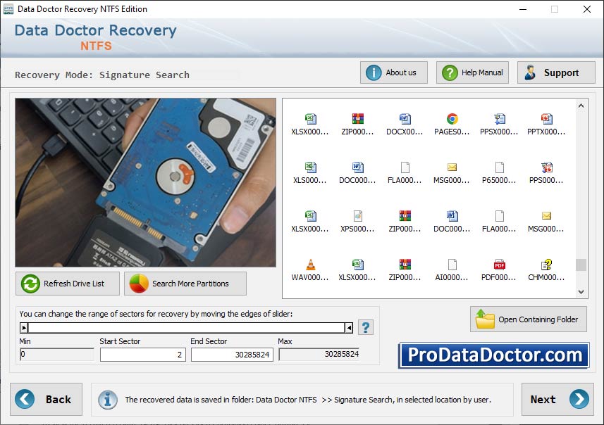 Screenshot of Software Recovery NTFS Data