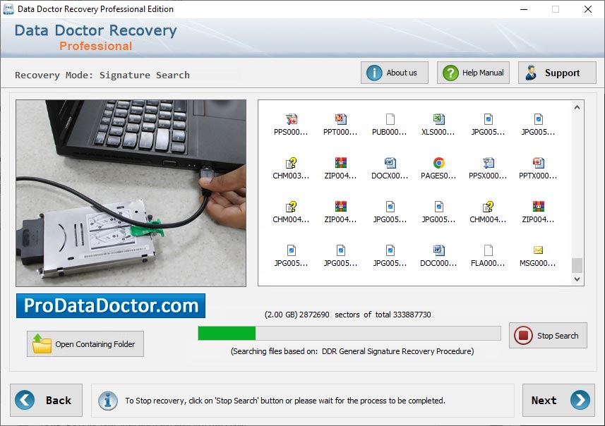 Screenshot of Software Data Recovery