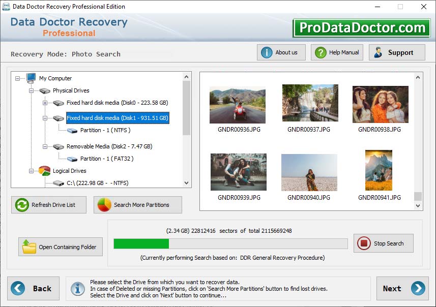 Screenshot of DDR Data Recovery